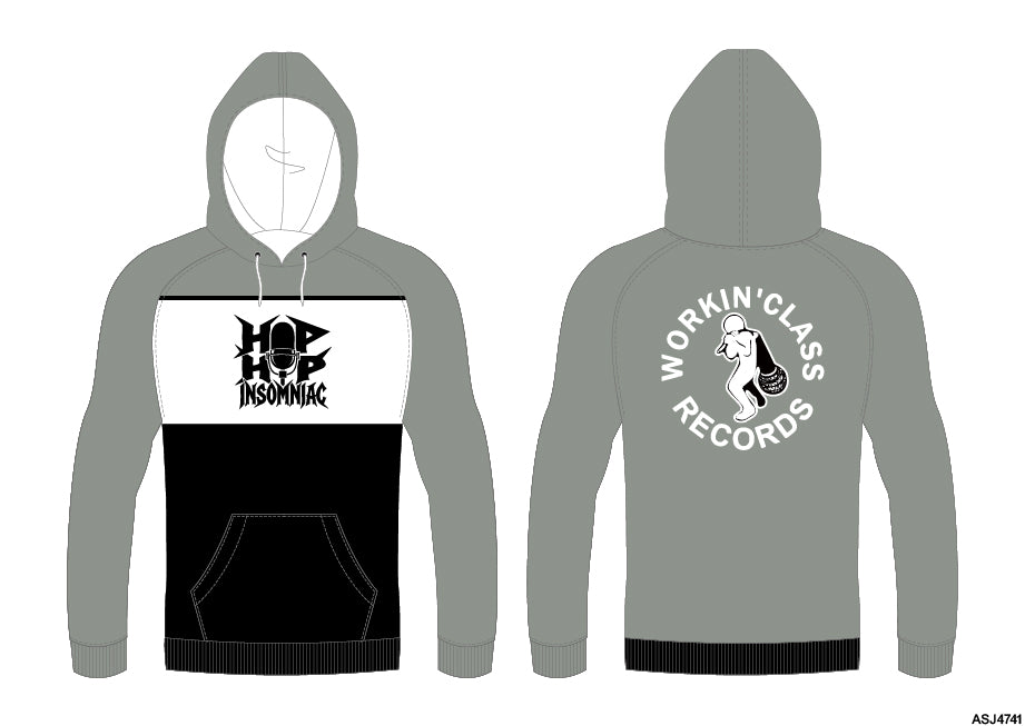 Authentic Hoodie - Hip-Hop Insomniac X Workin' Class Records (Gray/White/Black)