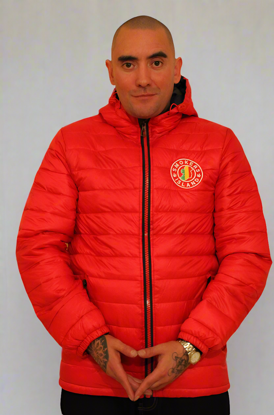 Padded Jacket -Nylon & Polyester (Red/Navy Smokers Island)