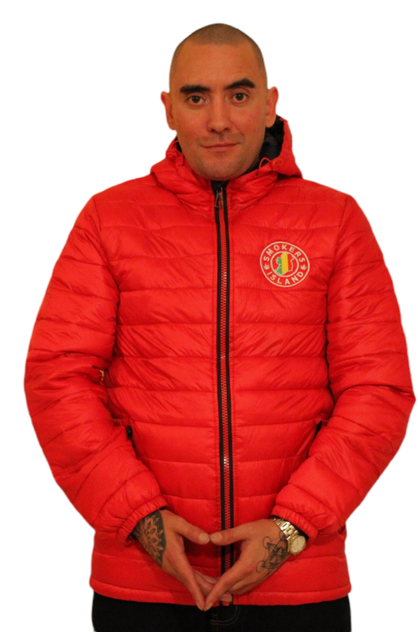 Padded Jacket -Nylon & Polyester (Red/Navy Smokers Island)